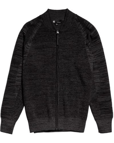 G-Star RAW 3d Biker Zip Thru Knit Vest Sweater - Zwart