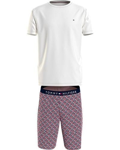 Tommy Hilfiger Cn Ss Short Jersey Set Print Um0um02319 Pyjamas - White