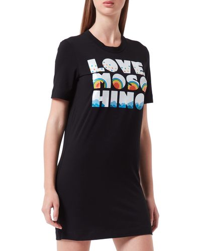 Love Moschino S Regular T-Shape Dress with Short Sleeves Kleid - Schwarz