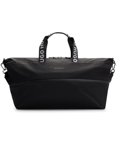 HUGO Logo-lettering Holdall With Branded Webbing And Zip Closure - Black