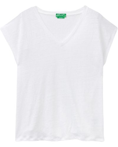 Benetton 3kgqd103m T-Shirt - Weiß