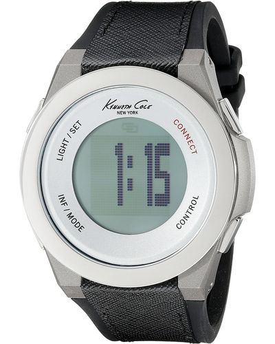 Kenneth Cole Erwachsene Digital Uhr mit Stoff Armband 10023867 - Grau