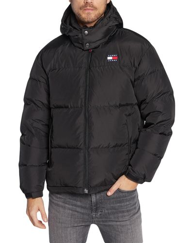 Tommy Hilfiger Daunenjacke mit Logo-Patch - Schwarz