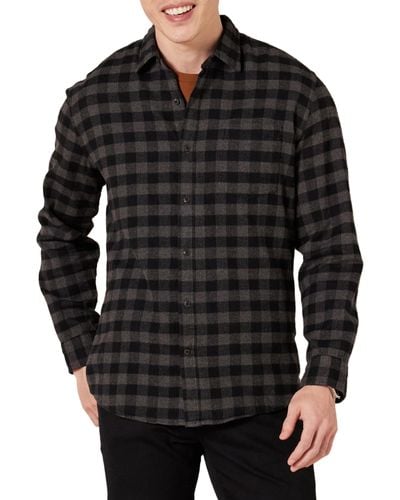 Amazon Essentials Regular-fit Long-sleeve Flannel Shirt - Black