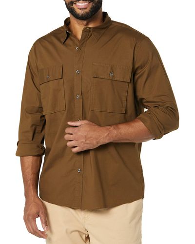 Amazon Essentials Standard-fit Long-sleeved Two-pocket Utility Shirt - Brown