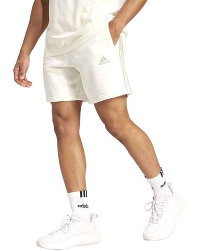 adidas Essentials French Terry 3-Stripes Shorts Pantalones Cortos Casuales - Blanco