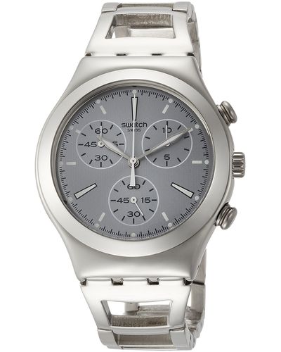 Swatch Chronograph Quarz Uhr mit Edelstahl Armband YCS112G - Mettallic