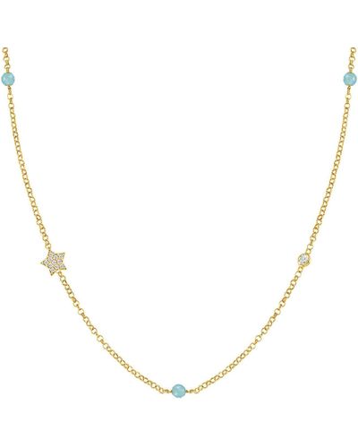 Nomination Necklace Gioie Collection In 925 Sterling Silver With Cubic Zirconia And Jade. Colour Gold. Star - Metallic