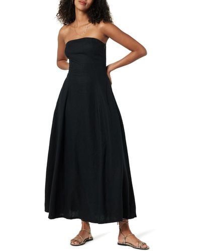 The Drop Carlota Strapless Linen Maxi Dress - Black