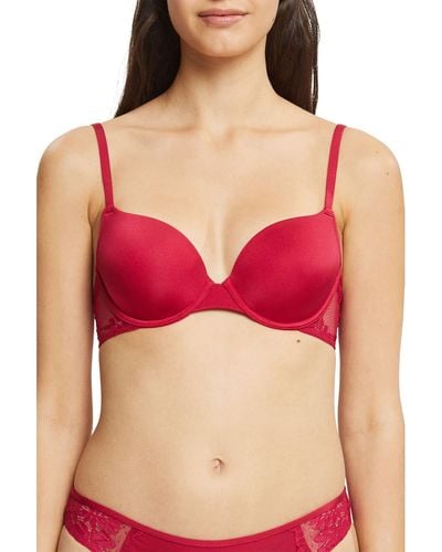 Esprit Micro Lace Mix Rcs Padded Bra - Red