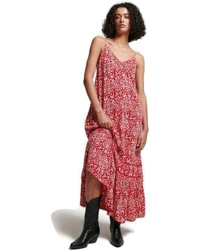 Superdry Vintage Long Beach Cami Dress - Rouge