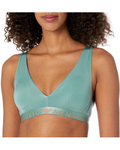 Emporio Armani Bralette With Removable And Iconic Microfiber Padded Bra - Blau
