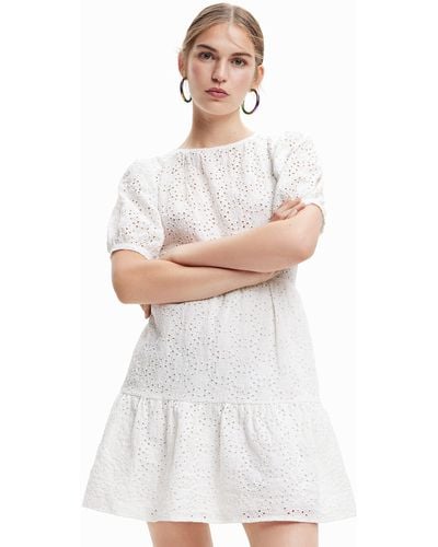 Desigual Woven Dress Short Sleeve - White