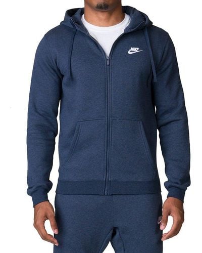 Nike M NSW FZ FLC Club Sweatshirt mit Kapuze Medium Ossidian Heather/Bianco - Blau
