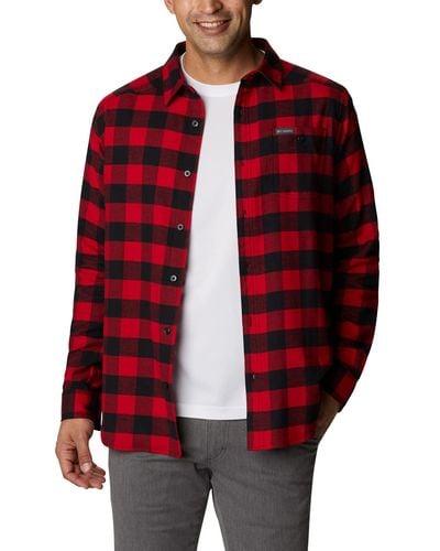 Columbia Cornell Woods Flannel Long Sleeve Button-Down-Shirt - Rot