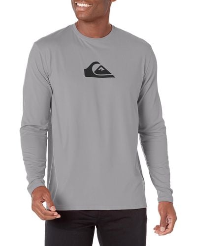Quiksilver Solid Streak Long Sleeve Rashguard Upf 50 Sun Protection Surf Shirt Rash Guard - Grey