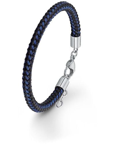S.oliver Armband lackiert Edelstahl Leder 22 cm - Blau