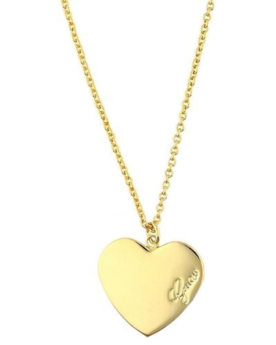 Guess Ladies Pvd Gold Plated Heartbeat Necklace Ubn61052 - Metallic