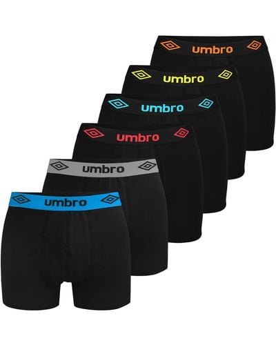 Umbro Boxershorts 6er Pack XL Baumwoll Passform Atmungsaktiv Unterwäsche Unterhosen Männer Retroshorts - Schwarz