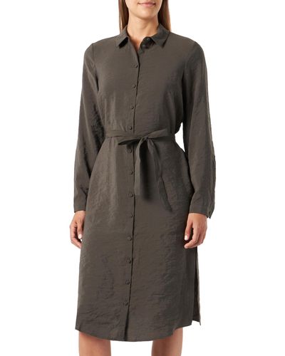 Vero Moda Vmqueeny L/s Calf Shirt Dress Wvn Ga - Grey
