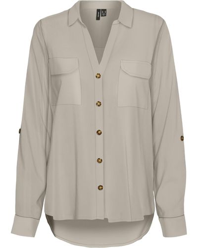 Vero Moda VMBUMPY L/S Shirt New WVN GA NOOS Bluse - Grau