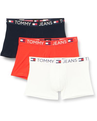 Tommy Hilfiger Pantaloncini Boxer Confezione da 3 Uomo Trunk Cotone Elasticizzato - Rosso