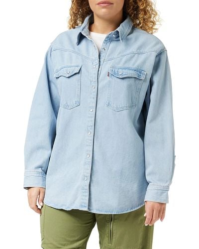 Levi's Plus Size Dorsey 4x Western Shirt Indigo Stonewash - Blue