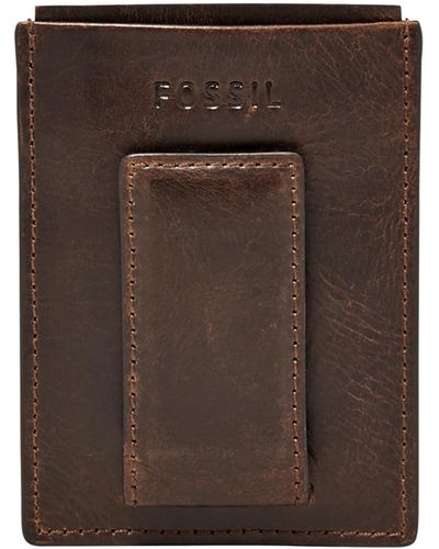 Fossil Portefeuille Ace à deux volets avec poche porte-monnaie RFID -Marron