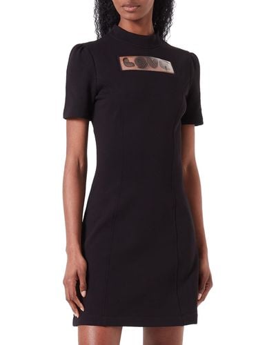 Love Moschino Tight Fit Short-Sleeved Dress - Nero