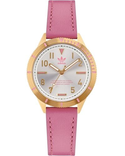 adidas Analogue Quarz Watch With Leather Strap Aofh22509 - Pink