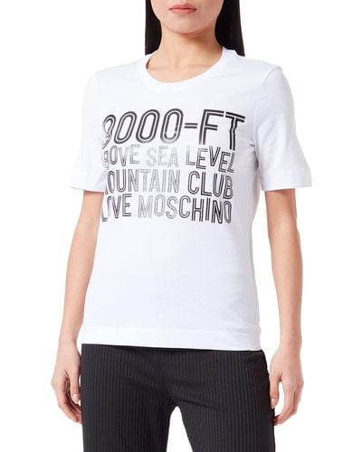 Love Moschino Regular fit Short-Sleeved with 9000-ft Water Print T-Shirt - Weiß