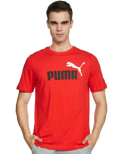PUMA T-Shirt ESS+ 2 COL LOGO TEE - Rot
