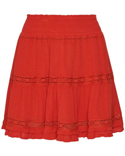 Superdry S Vintage LACE Mini Skirt Rock - Rot
