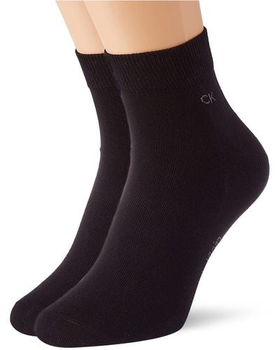 Calvin Klein S Casual Flat Knit Cotton Socks 2 Pack Quarter - Schwarz