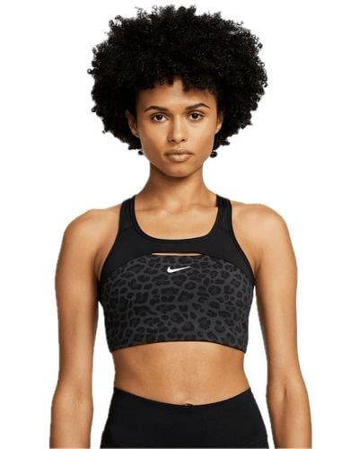 Nike Dri-fit Swoosh Aop Sports Bra - Black