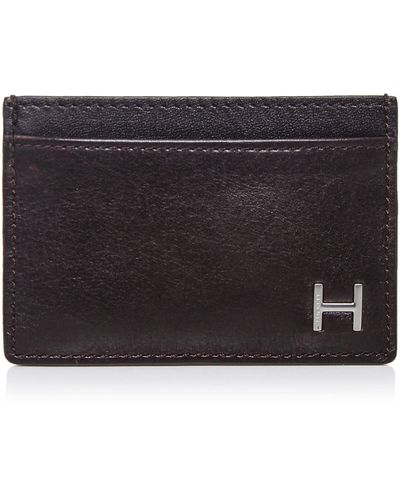 Hackett Hackett Leather H Card Holder Brown One Size - Black