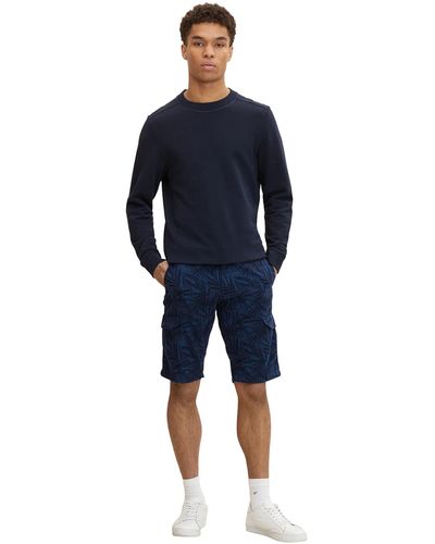 Tom Tailor Cargo Bermuda Shorts mit Print 1031445 - Blau