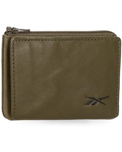Reebok Club Purse With Card Holder Green 11 X 7 X 1.5 Cm Leather