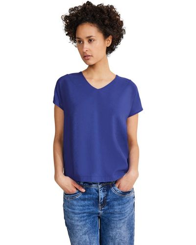 Street One T-Shirt im Materialmix intense royal blue 46 - Blau