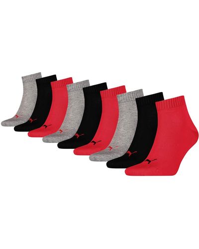 PUMA Unisex Quarter Sportsocken Kurzsocken Socken 271080001 9 Paar - Rot