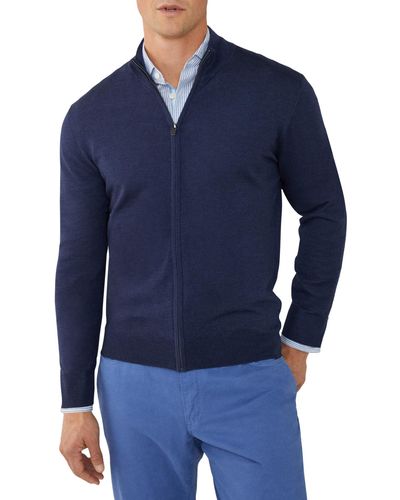 Hackett Hackett Gmd Merino Silk Full Zip Sweater L - Blau