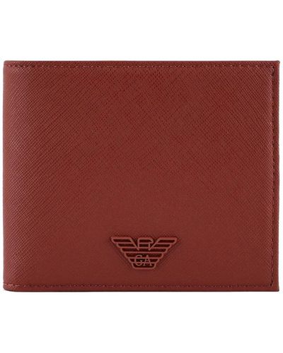 Emporio Armani Portefeuille porte-cartes avec aigle caoutchouté ECS Y4R168 Y730E orange - Rouge