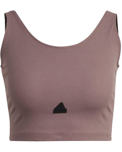 adidas S Play Crop Top Vest Sleeveless Wonder Oxide/black M - Purple