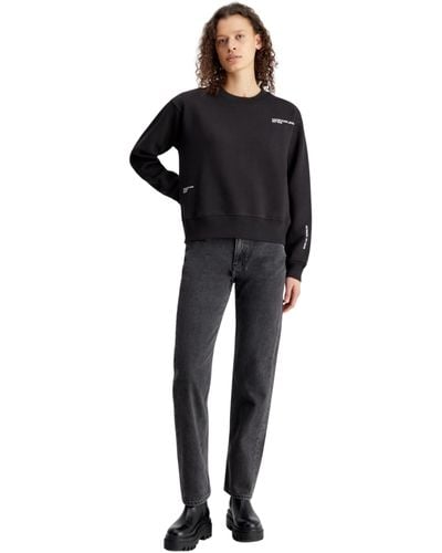 Calvin Klein Multi Placement Crew Neck Sweatshirts Black
