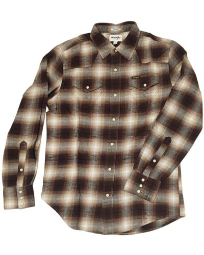 Wrangler LS Western Shirt Maglietta - Marrone