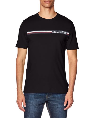 Tommy Hilfiger Monotype Borst Stripe Tee S/s T-shirts - Zwart