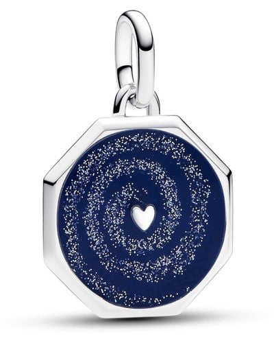 PANDORA ME Medallón con diseño de corazón de plata de ley con esmalte azul brillante