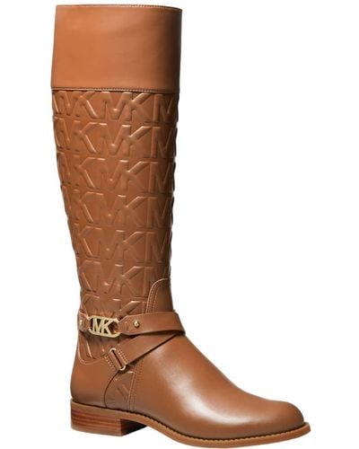 Michael Kors Kincaid Embossed Faux Leather & Logo Riding Boot - Brown