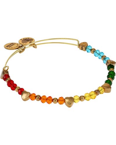 ALEX AND ANI A21ebheartrg,rainbow Heart Beaded Expandable Bangle Bracelet,rafaelian Gold,multi,bracelet - Metallic