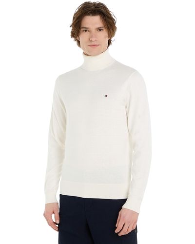 Tommy Hilfiger Pull Cashmere Roll Neck Col Roulé - Blanc
